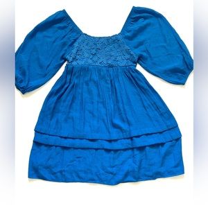 JGEE Blue Boho Mini Dress Sz S